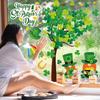 Whaline 6 Sheets St. Patrick's Day Window Clings Large Clover Tree Gnome Window Decals Double-Sided Green Shamrock Gold Co Windows Decor for Irish