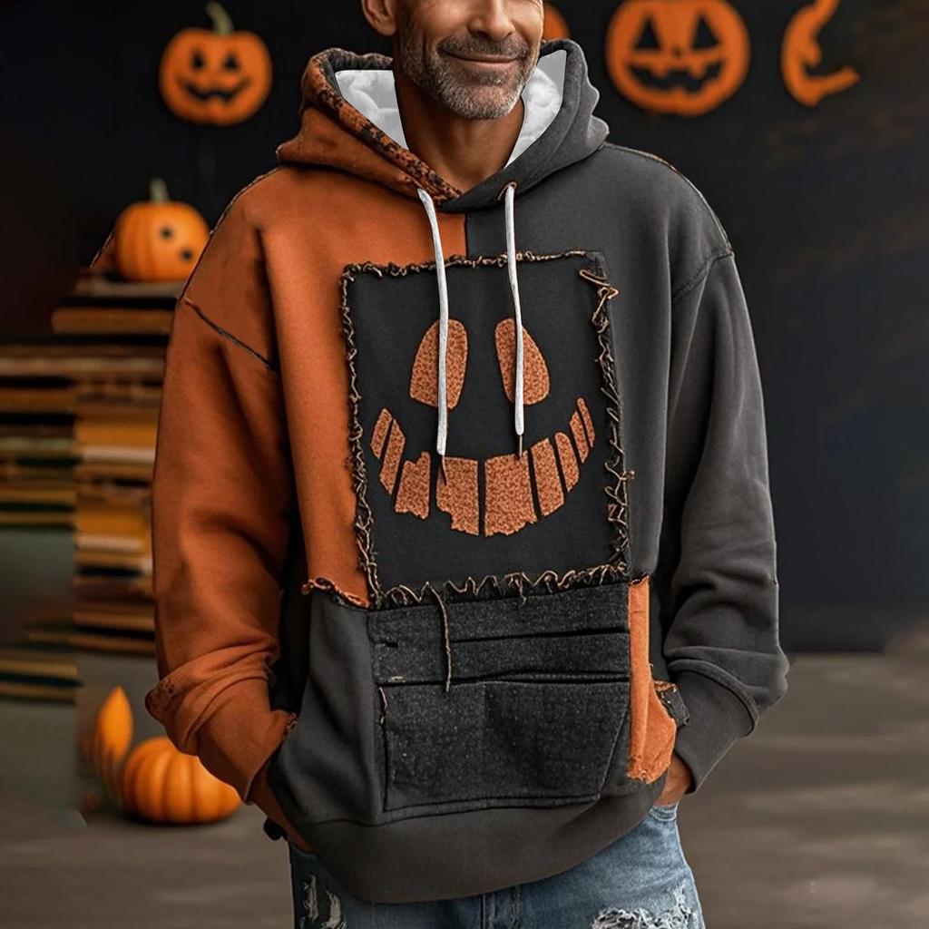 Men's Halloween Long Sleeved Casual Sports Pullover Sweatshirt