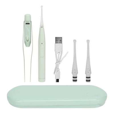 Kids Earwax Removal Kit Green Soft Round Spoon LED Light USB Charge Baby Ear Cleaner for Home