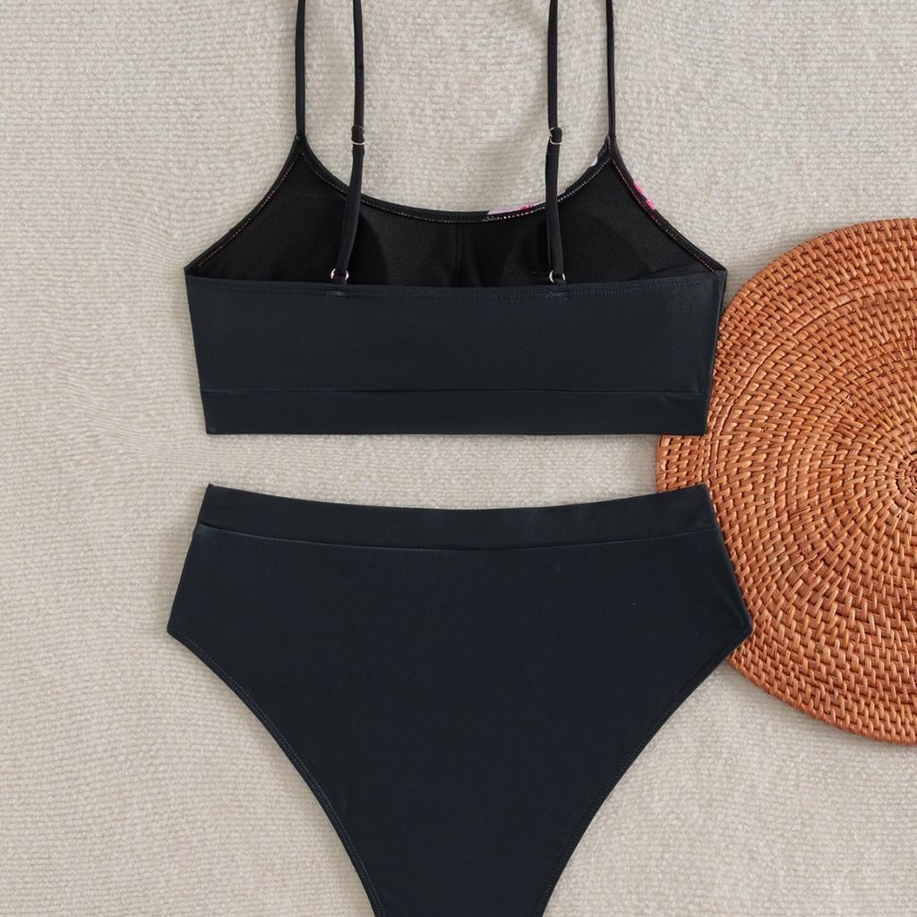 Printed U-shaped High Waist Bikini Sexy Split Swimsuit