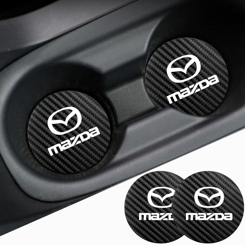 2Pcs Car coaster water anti slip pad silicone waterproof interior accessories For Mazda 3 6 CX5 2 CX3 CX9 MX5 RX8 Axela Demio