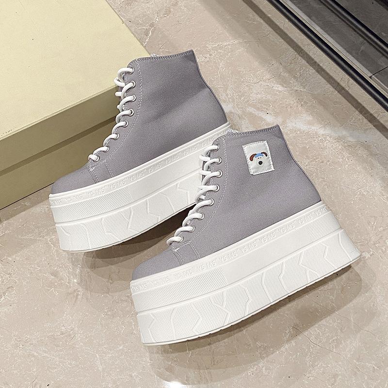 Fashion 7.5cm Fashion High-Top Canvas Shoes Breathable Women Super High Heel Sneakers Platform Shoes Women Summer Autumn Women's Shoes