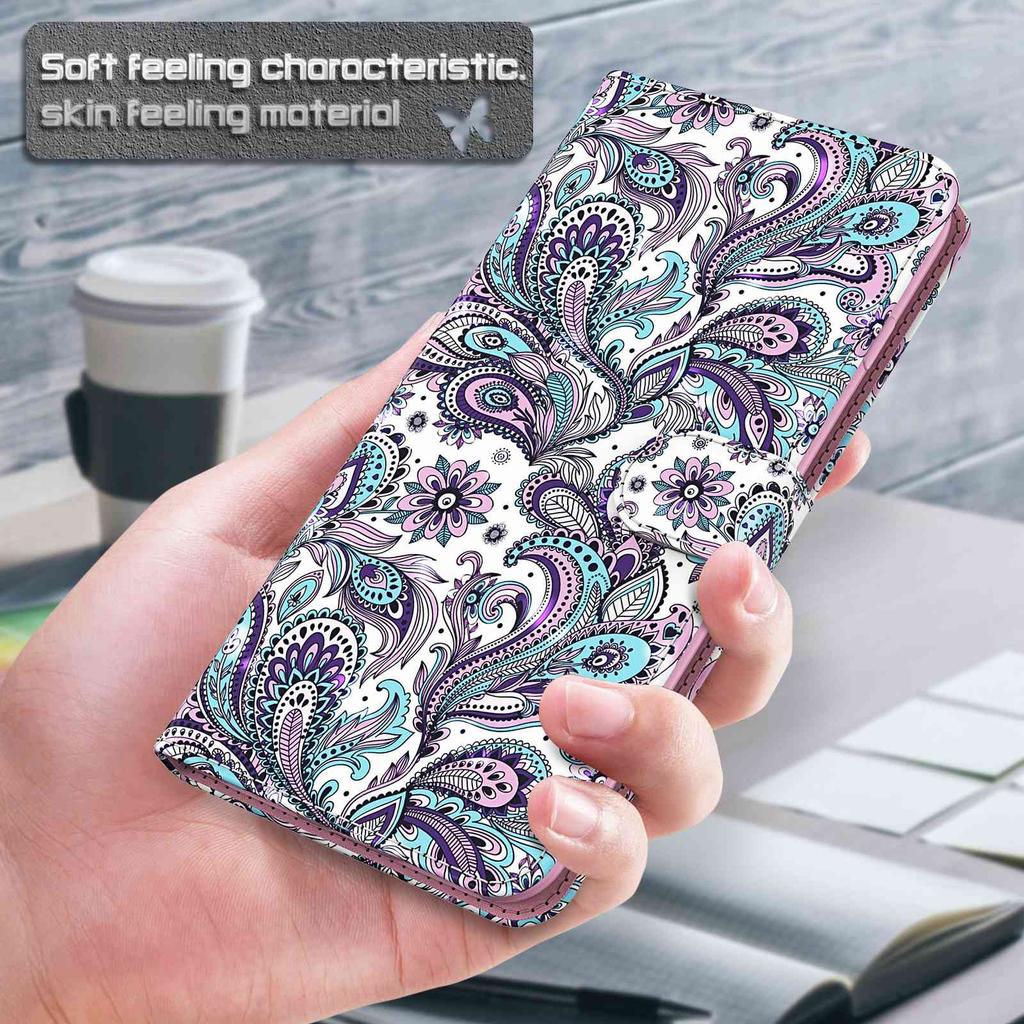 For Xiaomi Redmi Note 13 5G Leather Case 3D Pattern Printing Phone Cover with Hand Strap