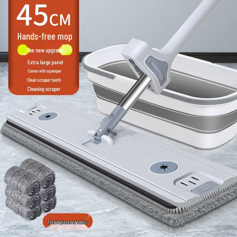 Foldable Flat Wet/Dry Mop with Bucket - Hands-Free, Free Shipping