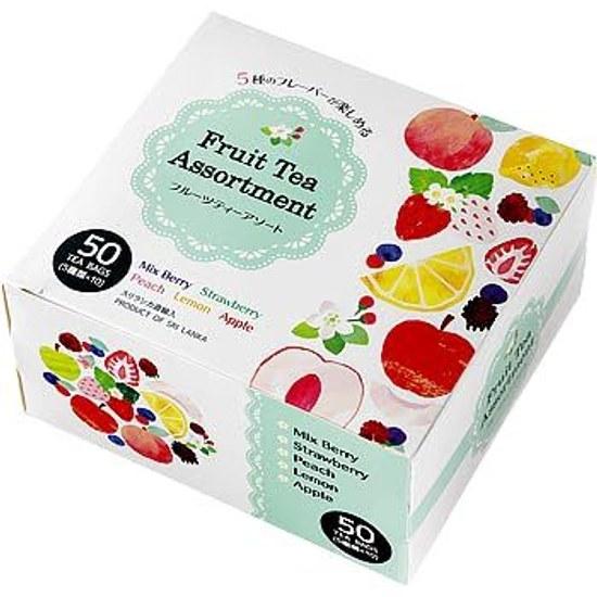 Fruit Tea Assortment 50P Bags Black 5 Types Mixed Berry Strawberry Peach Lemon Apple