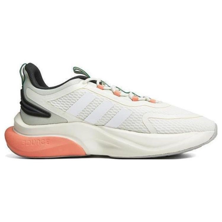 Adidas Alphabounce+ Round Toe Lace-Up Slip-Resistant Durable Lightweight Low-Top Marathon Running Shoes Men sneaker White Green HP6618