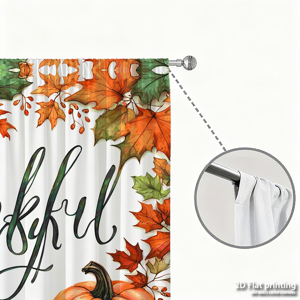 Stück Set Hochauflösende Digital Gedruckte VorhängeErntedankfest Aquarell Kürbisse Karierte Tischdecke HerbstblätterHeim Vorhänge Hergestellt Aus Polyester