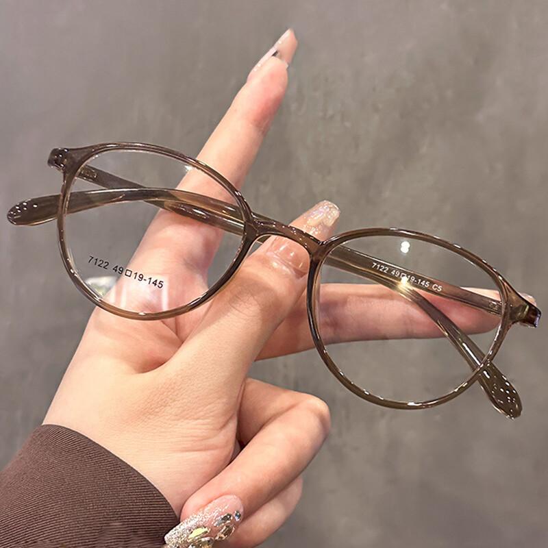 Glasses TR90 Blue Eye Decorative Protection Super Round Myopia Lens Short-sighted Unisex Blocking HD Spectacle Light Eyewear Lightweight Eyewear