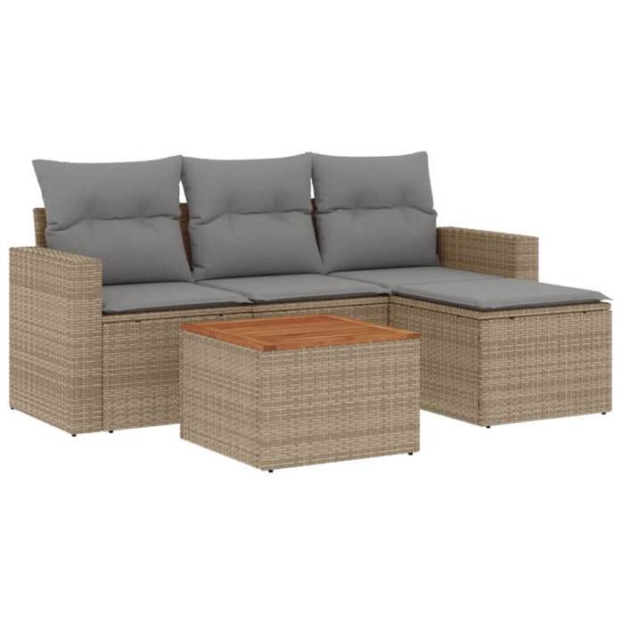 VidaXL Salon de Jardin avec Coussins 5 pcs, Canapés de Terrasse, Ensemble de Meubles de Patio, Mobilier d'Extérieur, Mélange 3256423