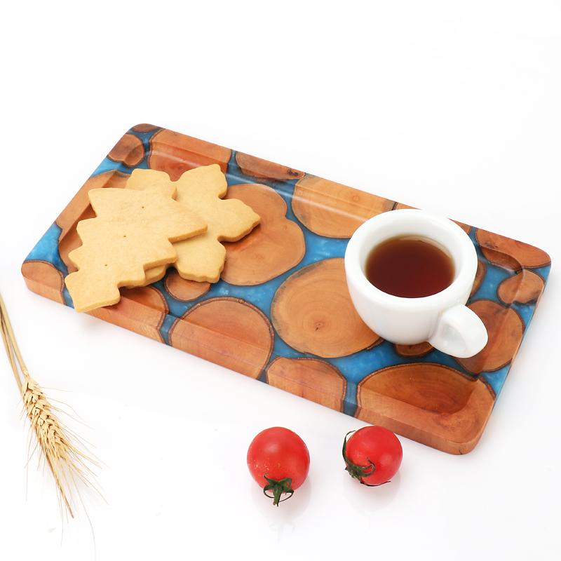 Handmade Wooden Tray Lychee Wood Logs and Resin New Design Creative Serving Tray Hotel Home Holiday Dinner Plates Tableware