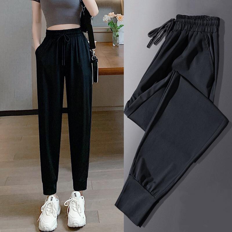 XueQianMan Women's Ice Silk Quick-Dry Loose Jogger Pants