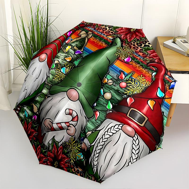 

Christmas, GnomesThemed Automatic Opening and Closing Umbrella 8 Ribs, Suitable for Leisure and Going Out, Outdoor Accessory, Gothic Style
