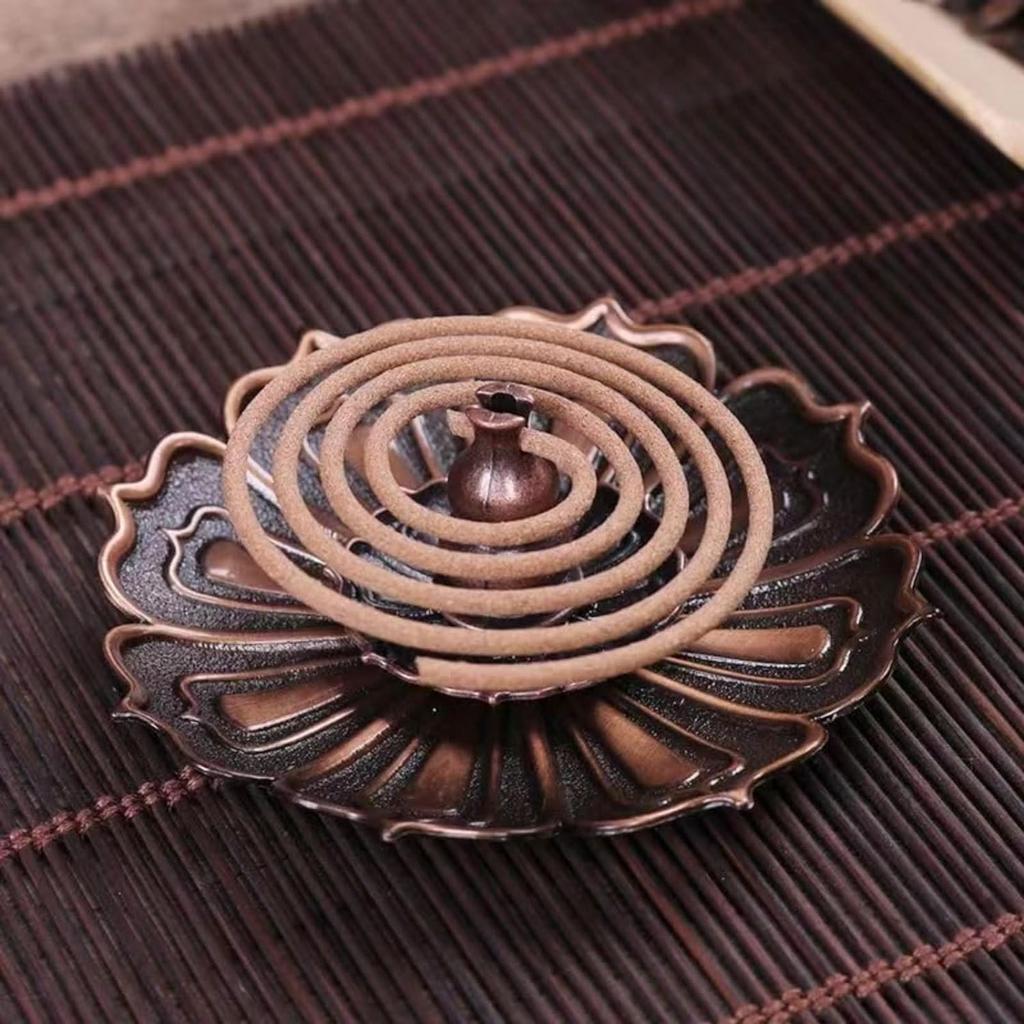 Incense Burner-Brass Lotus Stick Incense Holder,Detachable Incense Ash Catcher