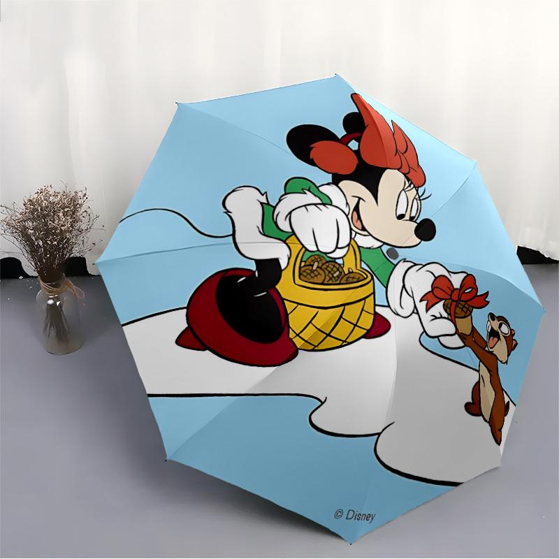 1 Stück Minnie Maus Automatischer Regenschirm, Tragbar Faltbar 8-Rippen Manuell Öffnend mit Skelettgriff, Langlebige Schirmbespannung y250730130