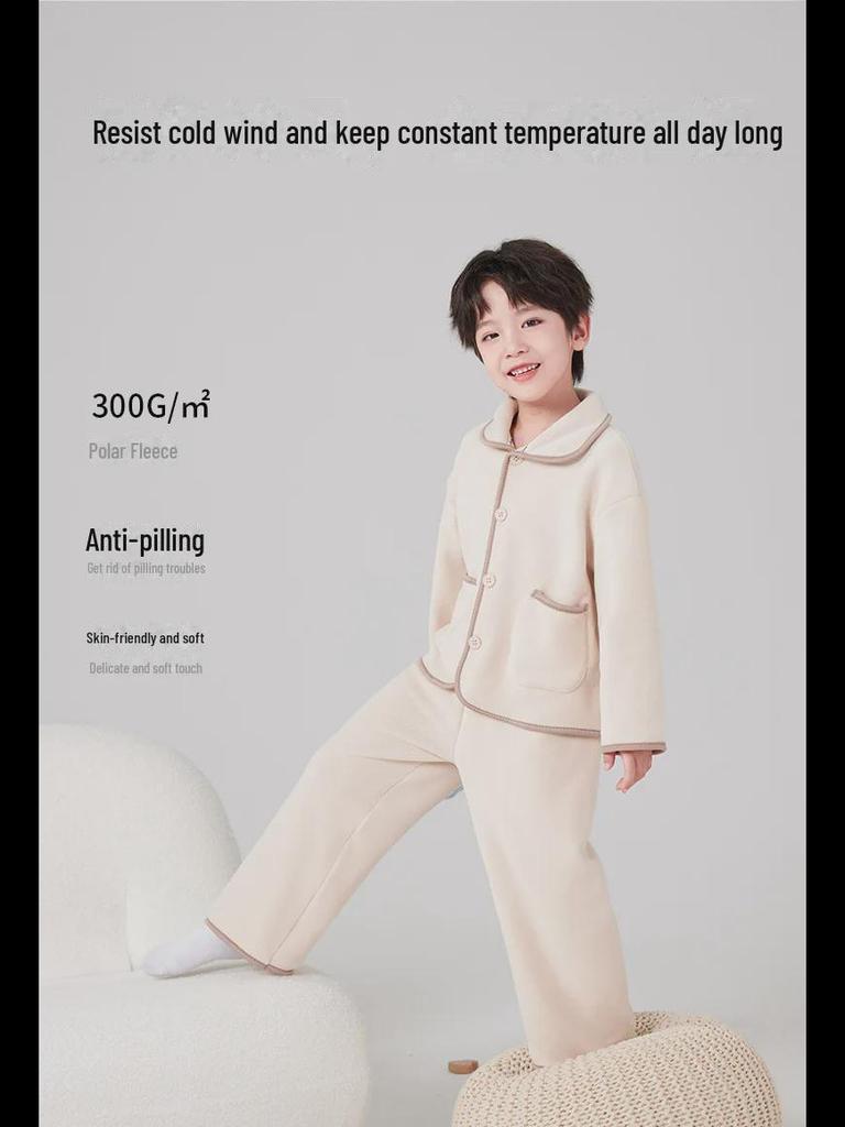 Dziecięce polarowe zestawy odzieży domowej na jesień/zimę - zestawy piżamy i spodni dla chłopców i dziewczynek, ciepłe stroje dla rodziców i dzieci