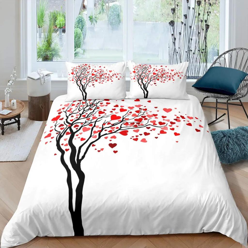 Tree of Life Duvet Cover Set Natural Scenery Bedding Set Botanical Branches Comforter Cover Autumn Leaves King Size Quilt Cover