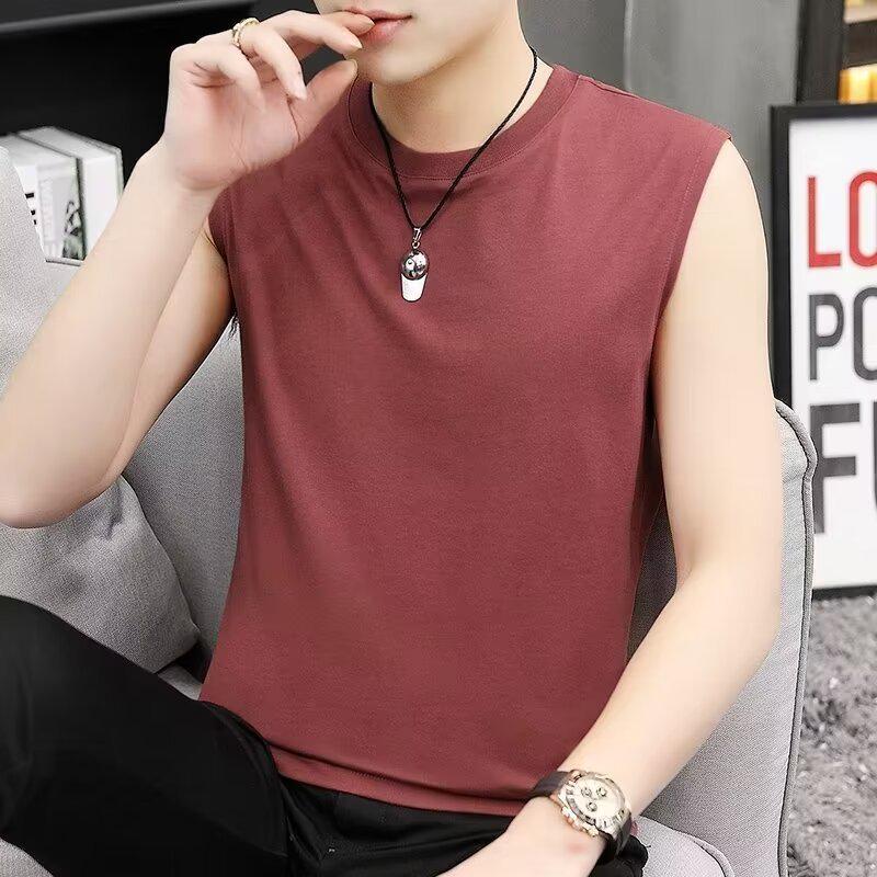 Herren Einfarbiges Ärmelloses Weste - Trendiges Breitärmeliges Fitness-Shirt