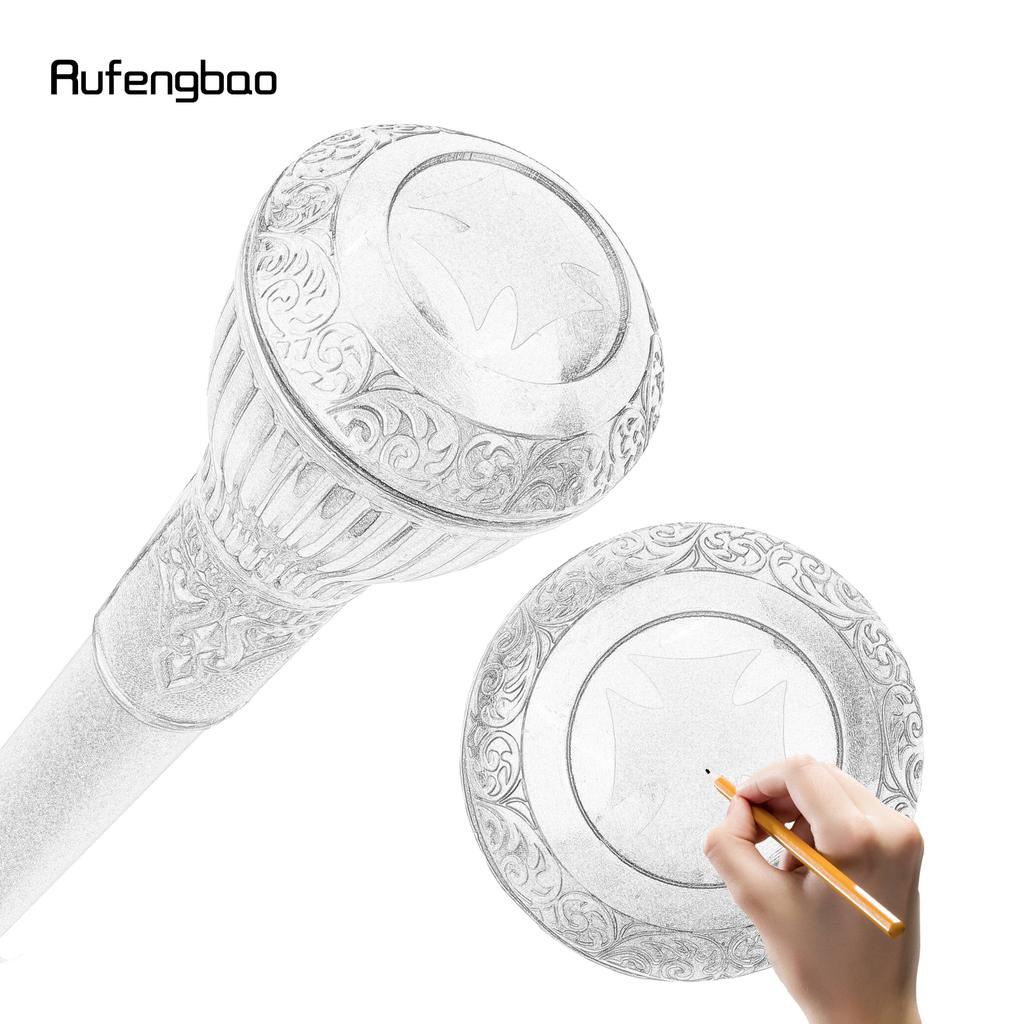 Silver Resin Round Flower Walking Cane Fashion Decorative Steel Stick Gentleman Elegant Cosplay Cane Knob Crosier 90cm