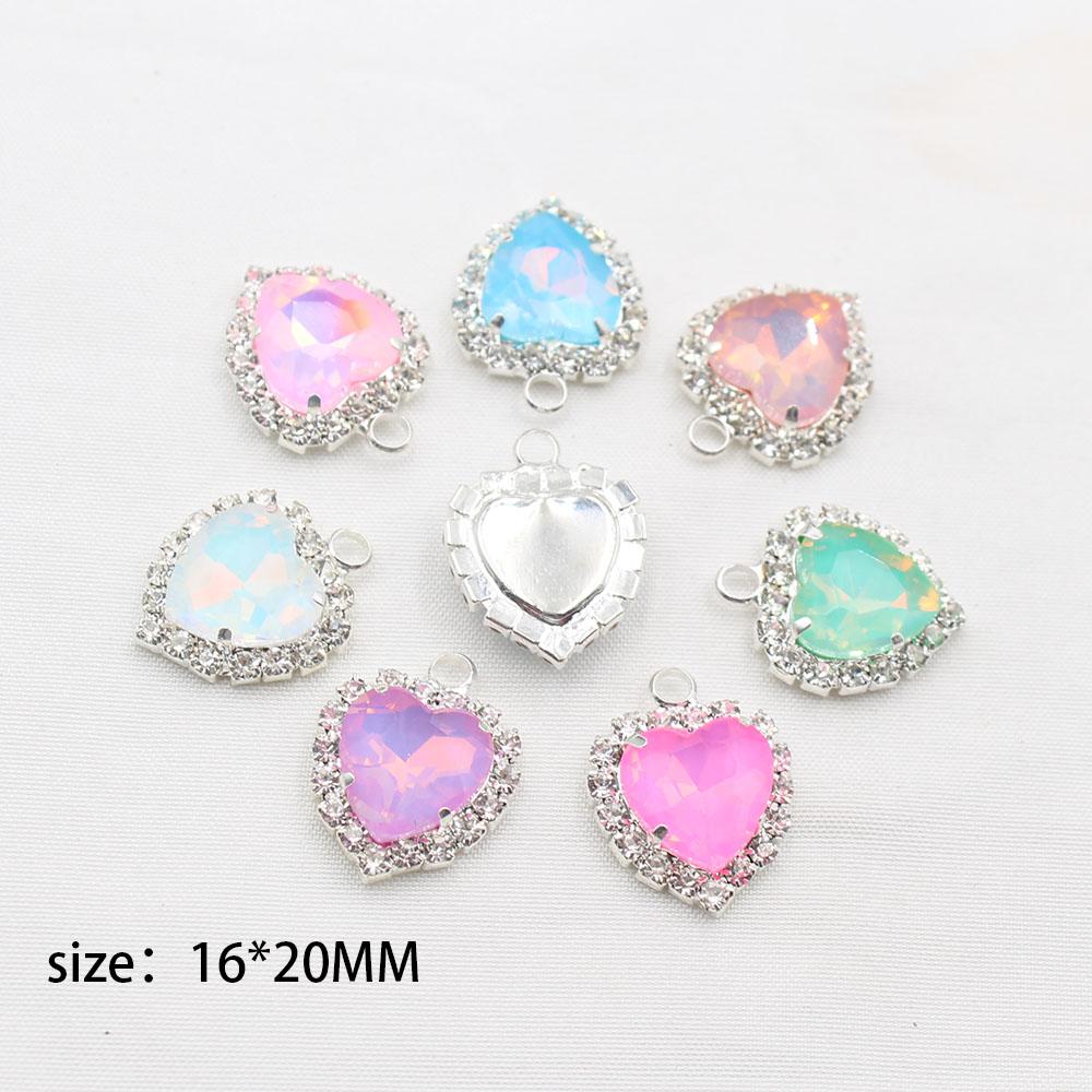 Factory Direct Sales of 10 Pieces of 16 * 20mm Mocha Peach Heart Water Diamond Button Flat Bottom with Loop DIY Clothing Necklac