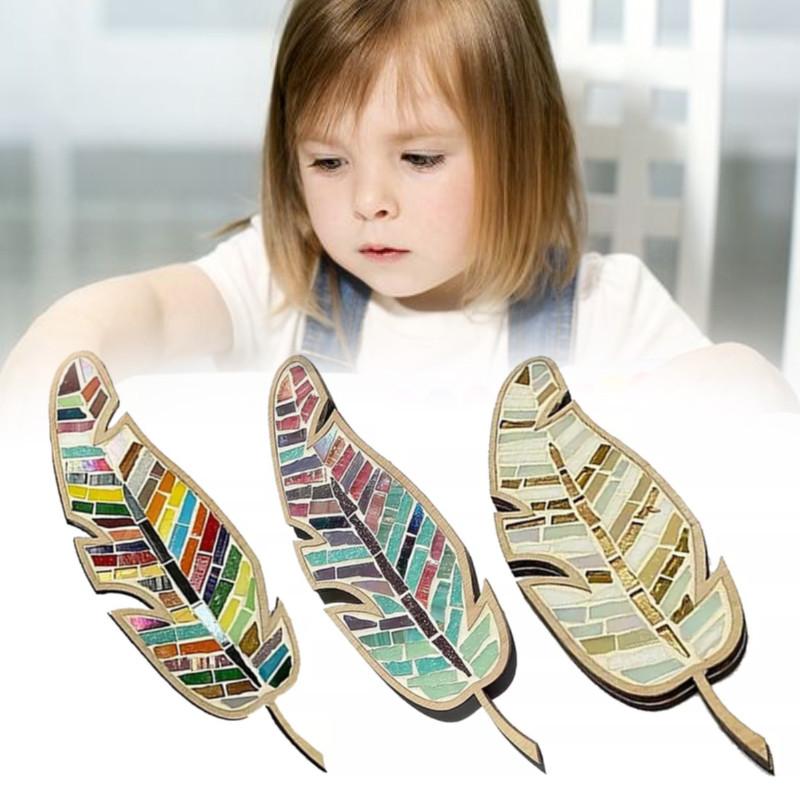 Stained Feather Bright Glass Craft Mosaic Kit Diy Ornaments For Adult Kids Gift