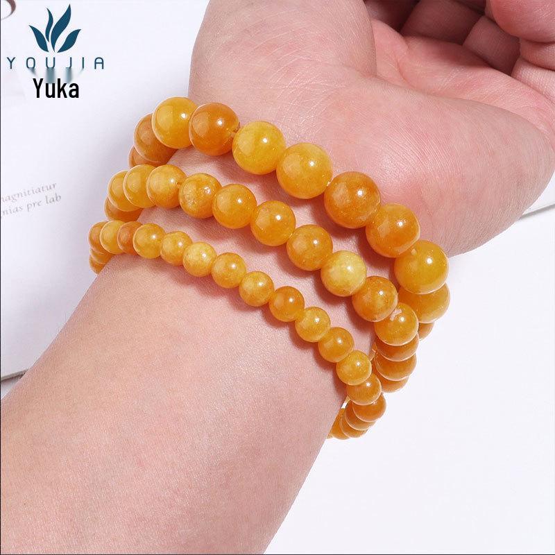 Amber Color Bead Elastic Bracelet - Skin-Brightening Retro Design