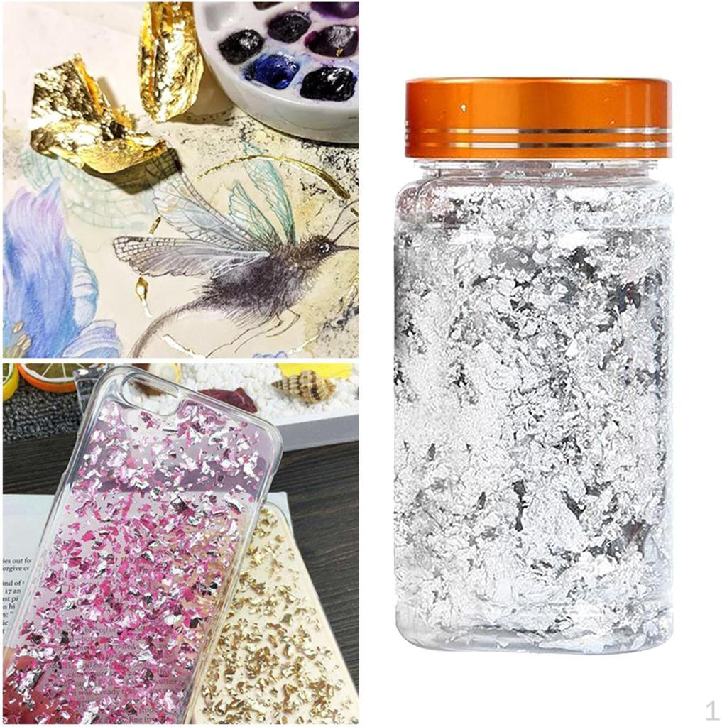 Смоляные хлопья, Золотые хлопья для живописи, Искусства, Поделок, Ногтей, , Декора Мебели 3g Silver