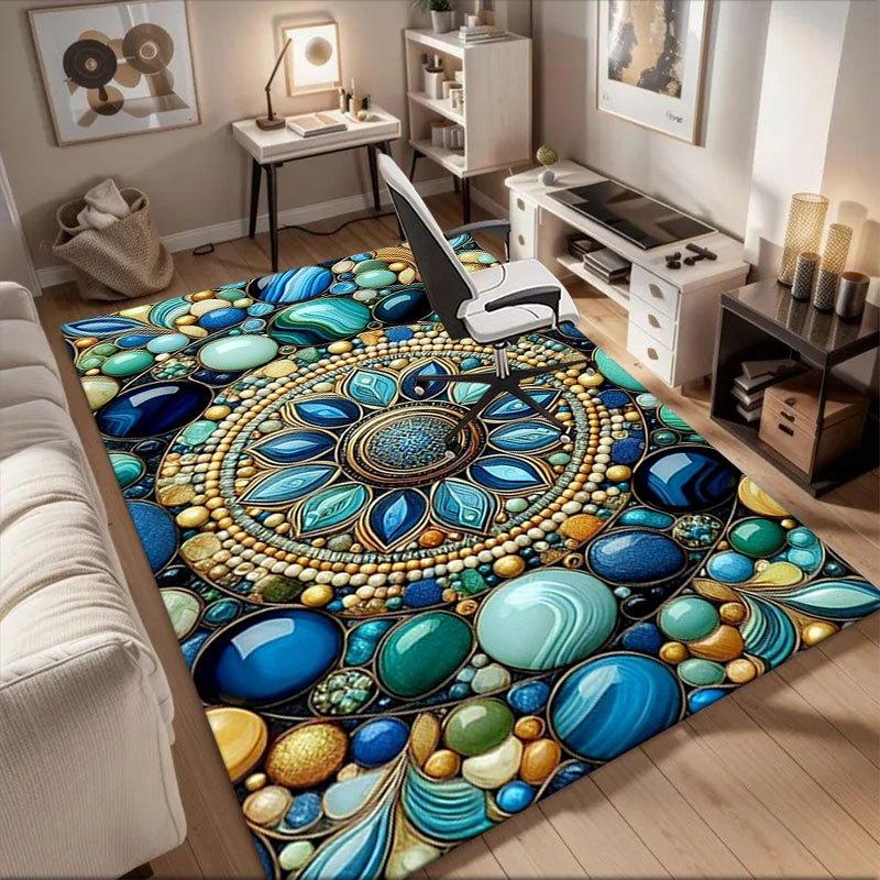 

Colorful Gemstone Mosaic Wall Art Decor Office Mat Home Decor Office Desk Chair Rugs Chair Carpet for office Chair Mat Gift For Halloween & 60cm by 90cm
