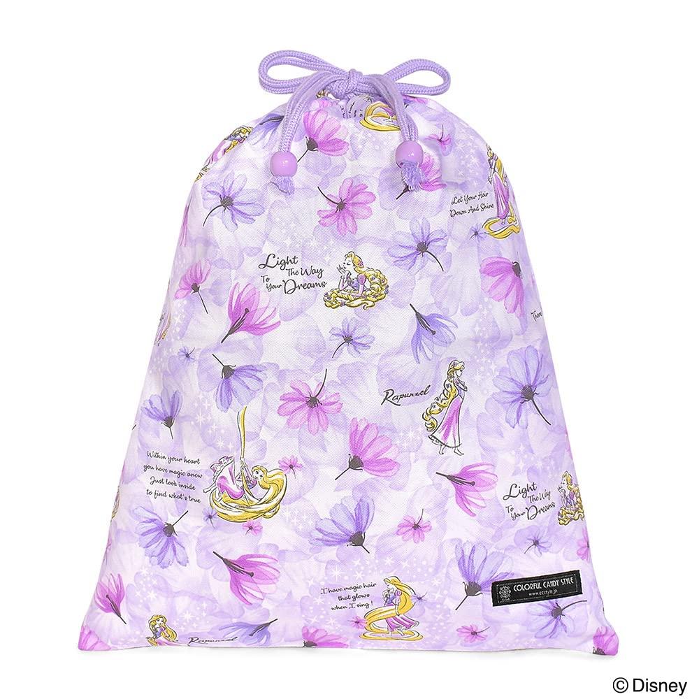 COLORFUL CANDY STYLE Disney Large Drawstring Gym Bag (with Name Tag) / Rapunzel / FASHIONABLE PRINCESS / Rapunzel / N3392000 Purple