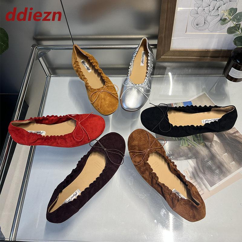 Fashion Fashion Round Toe Footwear Shallow Women Ballet Flats Shoes Female Butterfly-Knot Ladies Flats Slip On Shoes 2025 New