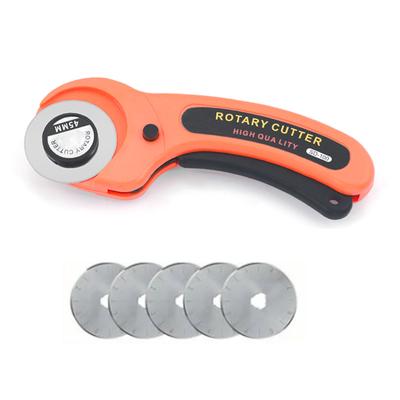 Rollschneider Handlich Ergonomischer Kunststoffgriff Kartonschneider mit 5 Stück Edelstahlklingen