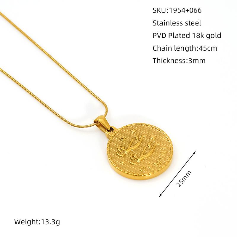 2026 Retro Round Brand Constellation Pendant Plated 18K Twelve Constellation Necklace Women's High Sense Does Not Fade