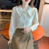 2025 Spring & Fall Women's Peter Pan Collar Chiffon Blouse - New Fashion Lace Shirt