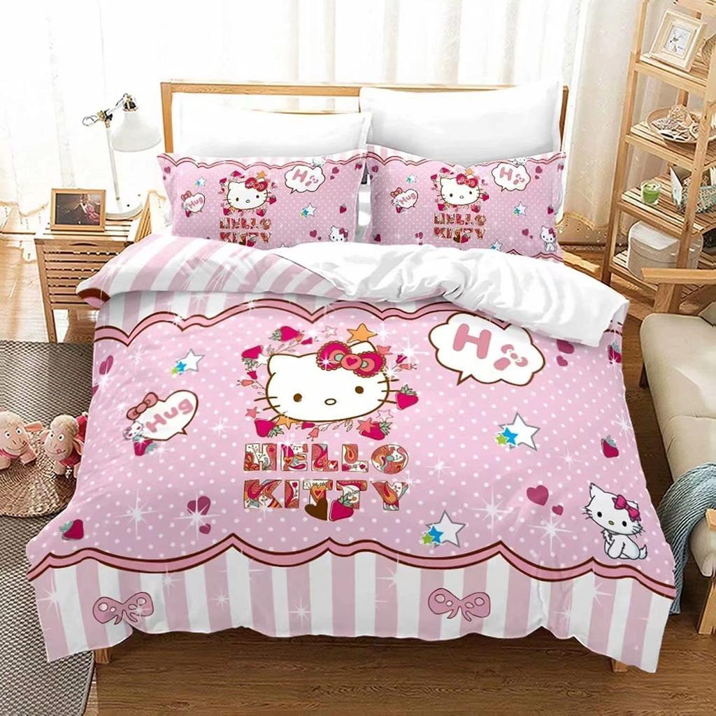 Kids' Three-piece Bedding Set - Cartoon 3d Digital Print Duvet Cover and Pillowcase Set