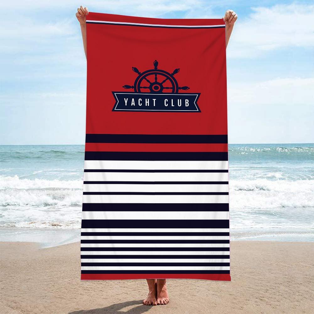 Maritimes gestreiftes Anker-Strandtuch - Marineblau Weiß Schnelltrocknendes Handtuch für Sommerstrand, Pool, Kreuzfahrt, Reisen & Badezimmer