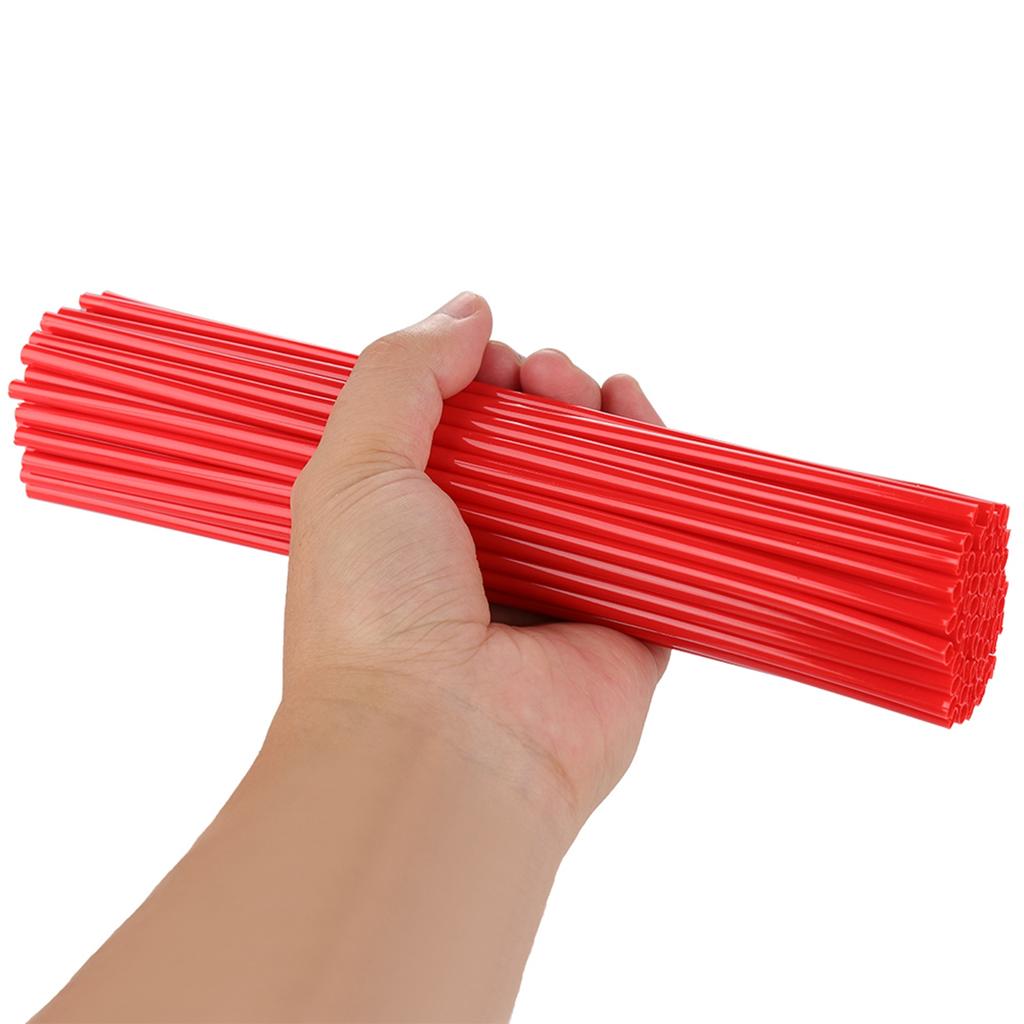 72PCS Spoke Skins Spoke Covers Trim Wrap Cover Decoration Protector Pipe Motorcycle Dirt Bike Accessories Red