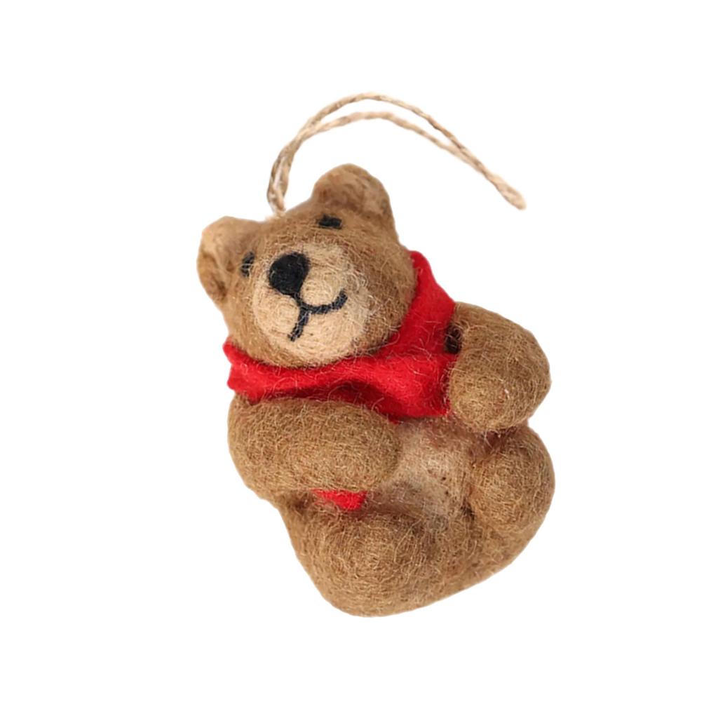 Adorable Felt Brown Bear Charm Keychain Lovely Animal Pendant for Backpack or Handbags Fashionable Key Accessory