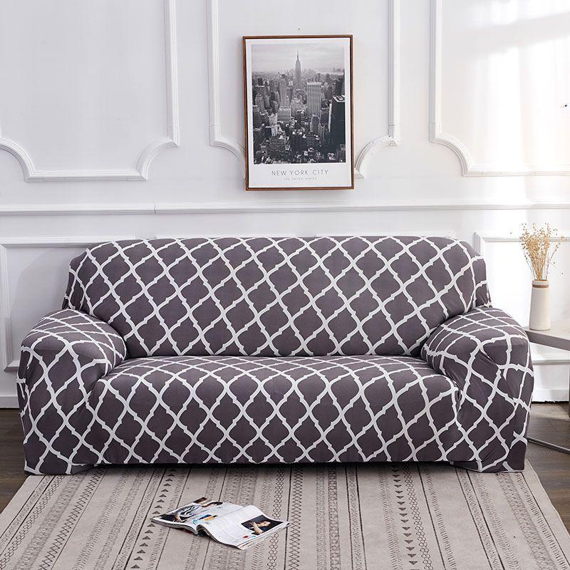 

Sofa Stretch Slipcover 1234 Seater Solid Color Lattice Couch Cover Protector Rhomb Gray,1 Seater