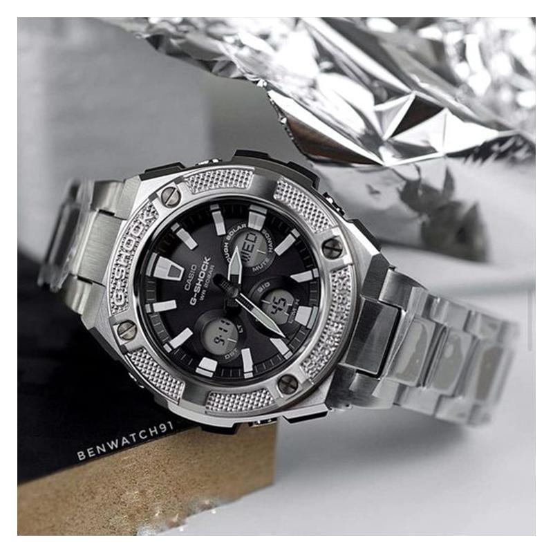 Casio CASIOG-STEEL Series-S Disc Dual Display Steel Heart Mountaineering Waterproof Fashion Quartz Movement Stainless Steel Strap GST-S330D-1A