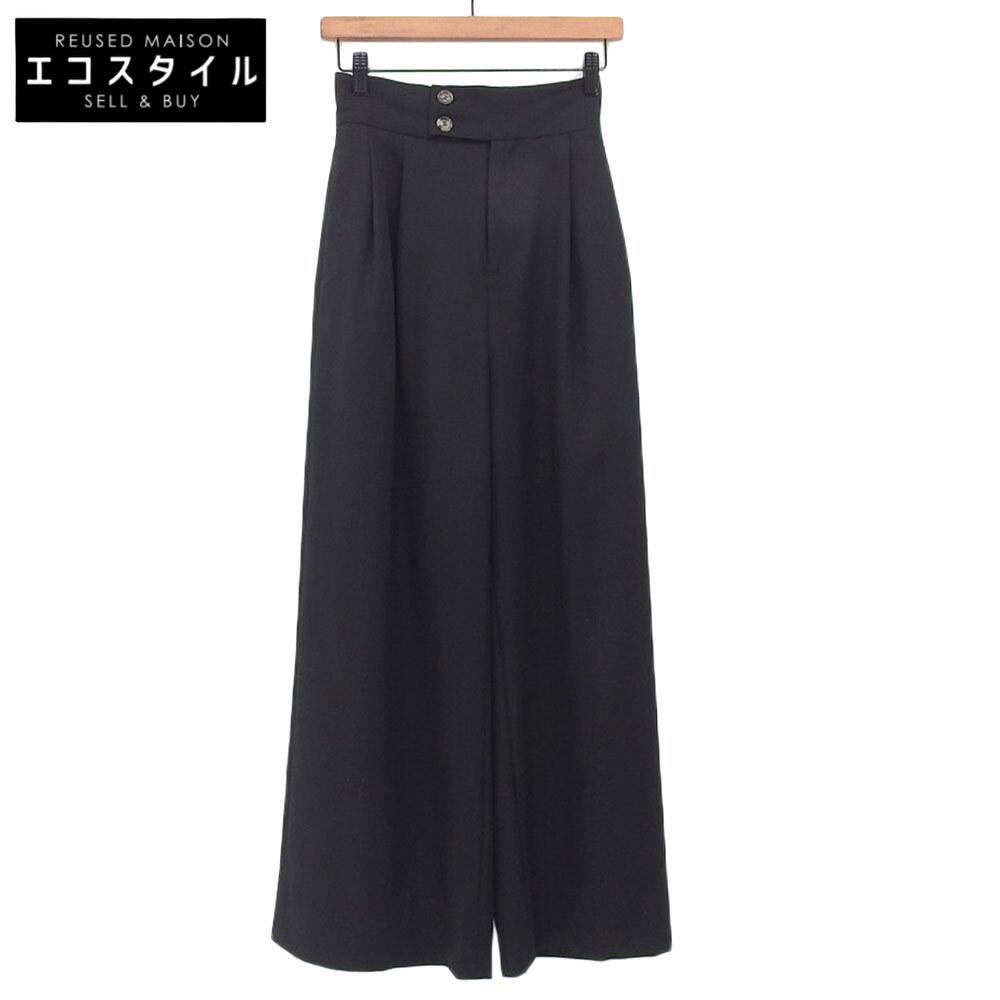 L'ARUM L'ARUM Wool High Waist Wide Pants Bottoms Women's Black 36 101423402 Bottoms 36 blackUsed