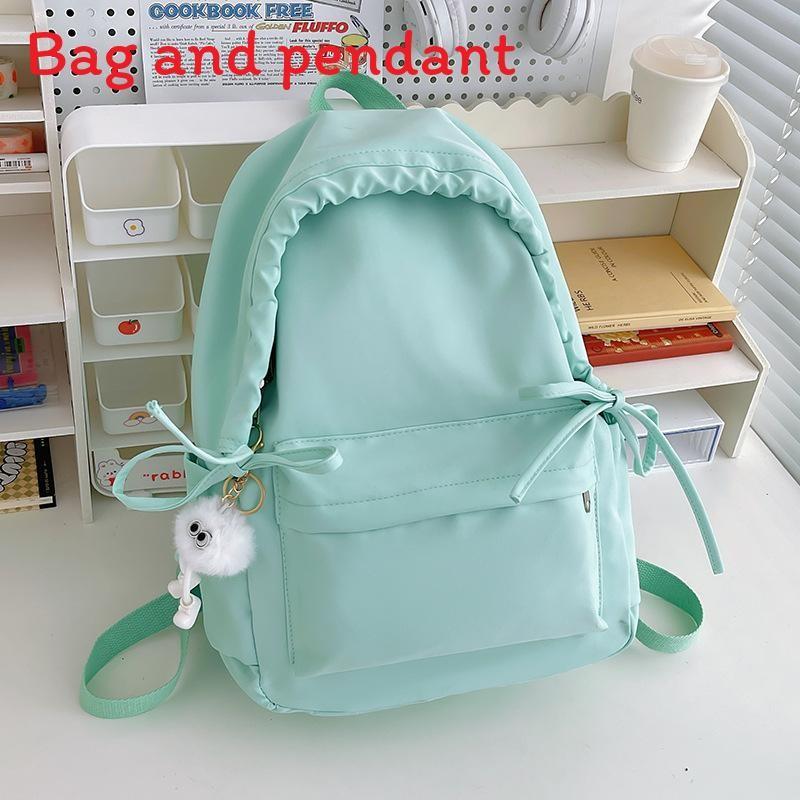 

Solid Simple Color Lace Bow Design Student Backpack For School And Daily Use зелёный