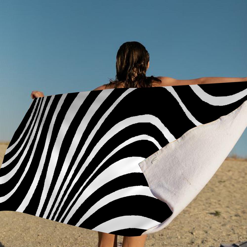 Asciugamano da Spiaggia Nuoto Stampa Zebra Bianca Nera Anime Asciugamano Morbido Assorbente Lavetta Regali per Bambini Viaggio Campeggio Palestra
