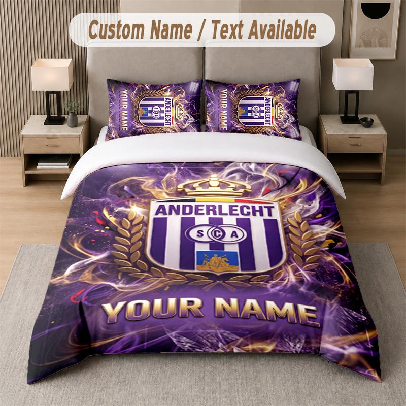 Anderlecht FC Design Bedding Set Custom Text 1 Duvet Cover & 2 Pillow Cases