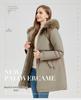 Women's Mid-Length Parka with Detachable Fur Collar and Sleeves - Warm, Thick Cotton Winter Jacket