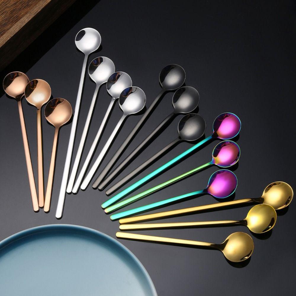 Juice Tea Spoons Coffee Spoon Ice Cream Scoop Long Handle Tea Dessert Spoon Stainless Steel Tableware Stirring Spoon
