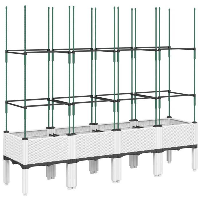 VidaXL Jardinière avec Treillis, Lit Surélevé, Bac à Fleurs, Pot de Plantes, Boîte à Fleurs Jardin Patio Terrasse Extérieur, 367964