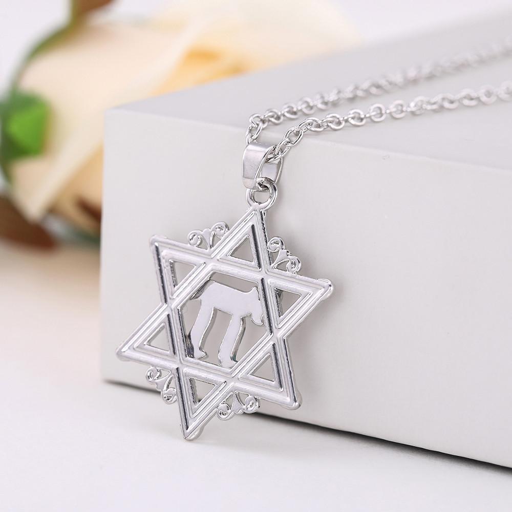 Lemegeton chai Pendant Necklace Men David Star Necklace Gold Color Chain Necklace Religious Symbols Jewelry Israel Je