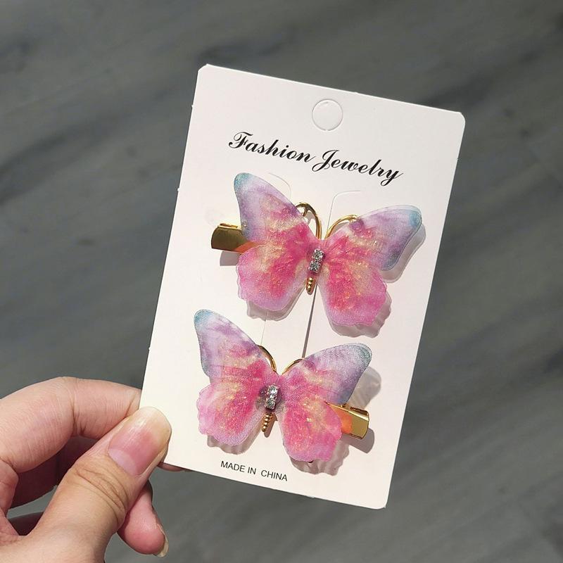 3D Gradient Butterfly Hair Clips for Girls, Rhinestone Hair Accessories for Kids