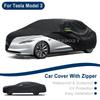 For Model 3 Full Car Cover - Outdoor Universal Full Body Cover With Side Zipper, Waterproof Dustproof Sunshield
