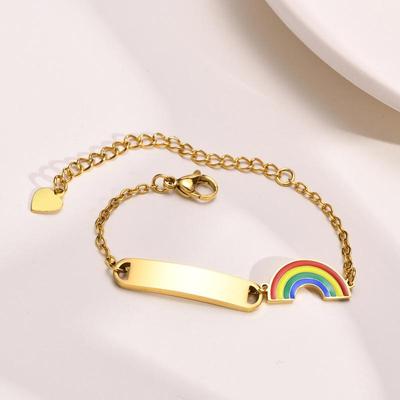 Bracciale in Acciaio Inossidabile Arcobaleno Incidibile - Gioielli Personalizzabili da Donna e Bambino