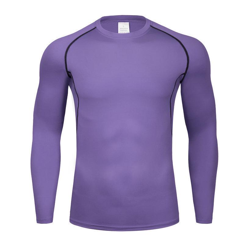 Solid Color Long Sleeve Quick-Dry Athletic Base Layer - Breathable, Elastic, Sweat-Wicking for Running, Basketball, and Football.